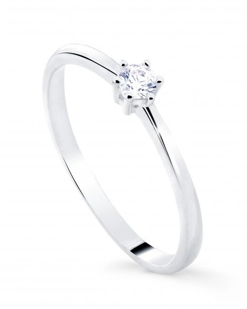 Cutie Diamonds Minimalistický prsteň z bieleho zlata s diamantom DZ8011-10-X-2 64 mm