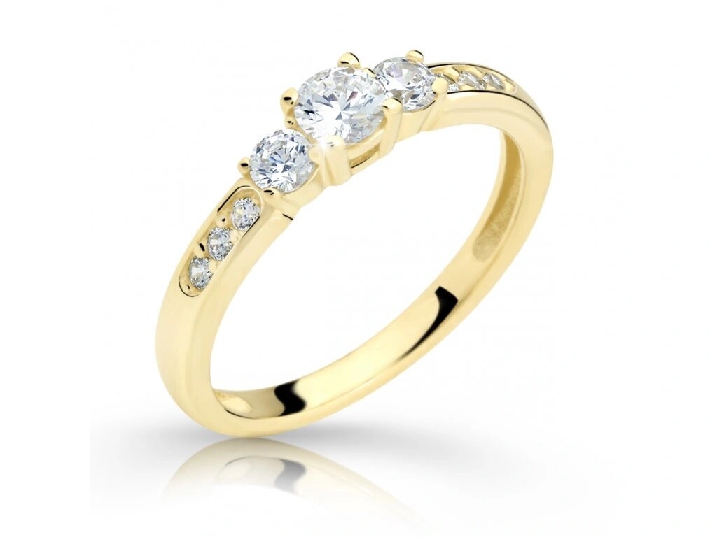 Cutie Jewellery Pôvabný prsteň zo žltého zlata so zirkónmi Z6806-2360-10-X-1 64 mm