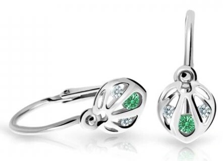 Cutie Jewellery Slušivé detské náušnice z bieleho zlata C2265-10-X-2 zelená