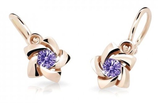 Cutie Jewellery Detské náušnice z ružového zlata C2201-10-X-4 fialová