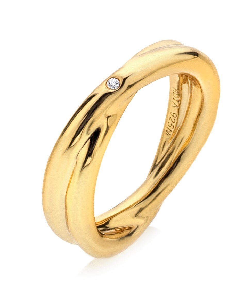 Hot Diamonds Minimalistický pozlátený prsteň s pravým diamantom Jac Jossa Soul DR292 52 mm