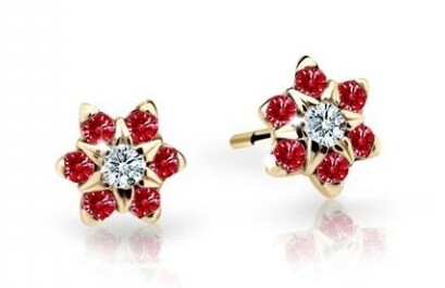 Cutie Jewellery Pôvabné detské náušnice zo žltého zlata C2152-30-X-1 červená