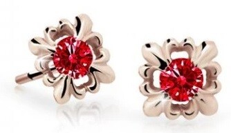 Cutie Jewellery Roztomilé detské náušnice z ružového zlata C2212-30-X-4 červená
