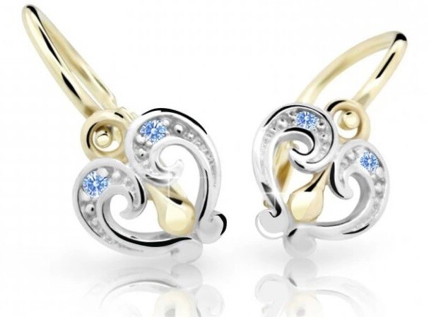 Cutie Jewellery Slušivé detské náušnice zo žltého zlata C2211-10-X-1 svetlo modrá