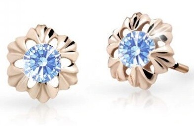Cutie Jewellery Detské náušnice z ružového zlata C2213-30-X-4 svetlo modrá