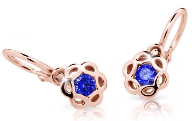 Cutie Jewellery Detské náušnice z ružového zlata C2179-10-X-4 modrá