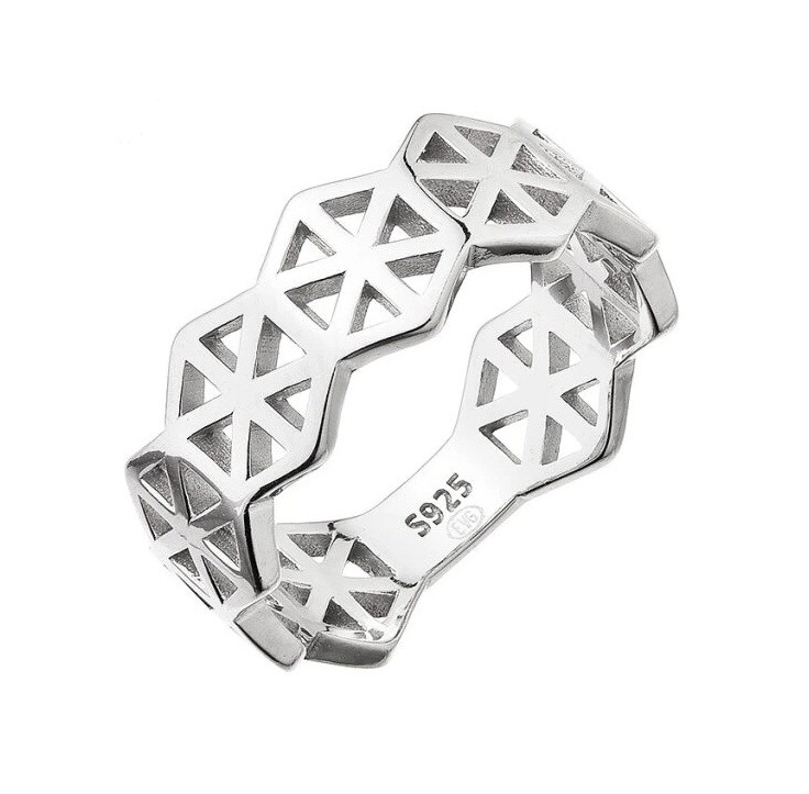 Evolution Group Strieborný vzorovaný prsteň pre ženy 65020 50 mm