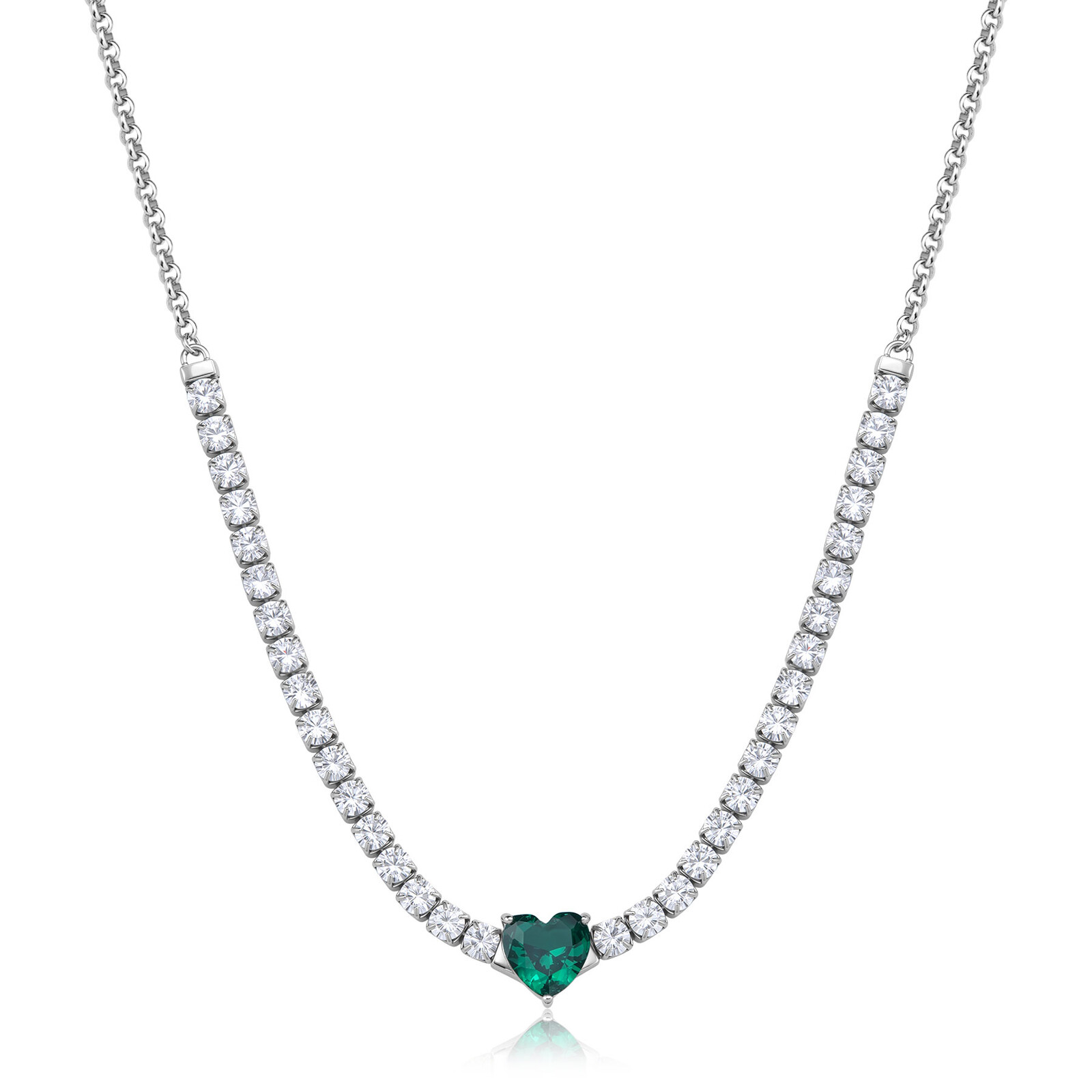 S'Agapõ Náhrdelník so zeleným kubickým zirkónom Dazzly SDZ150