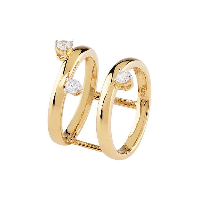 Guess Pozlátený prsteň s kryštálmi Nuances JSBR04527JWYG 54 mm