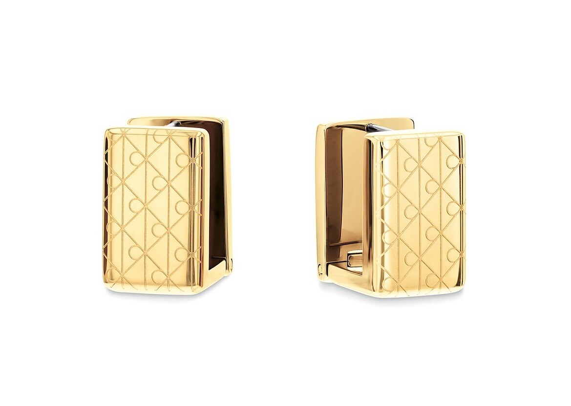 Calvin Klein Pozlátené obdĺžnikové náušnice Iconic 35000890