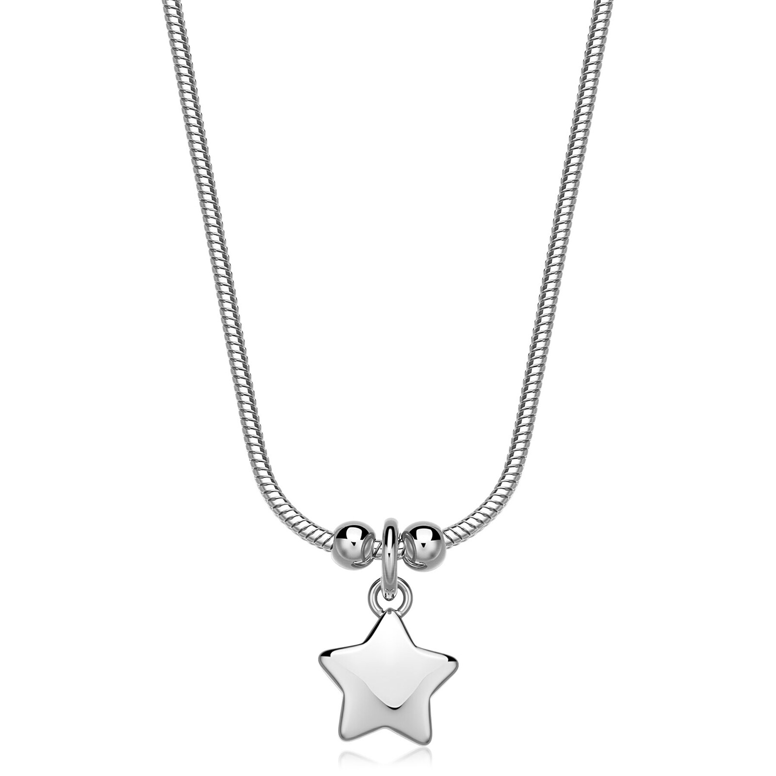 S'Agapõ Slušivý oceľový náhrdelník Hviezda Click SCK280