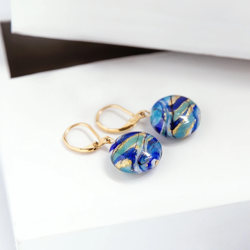 Lampglas Náušnice Blue Capsule s 24-karátovým zlatom v perlách Lampglas EP6