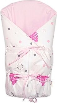 Baby Nellys Klasická retro zavinovačka LALLY šněrovací s výplní, I love Girl, růžová / bílá