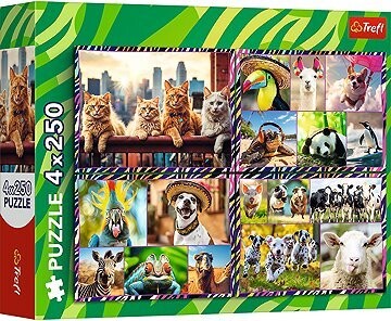 Trefl Zábavné zvieratá 4× 250 dielikov