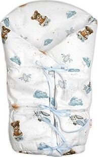 Baby Nellys Klasická retro zavinovačka LALLY šněrovací s výplní, Méďa pilot, modrý