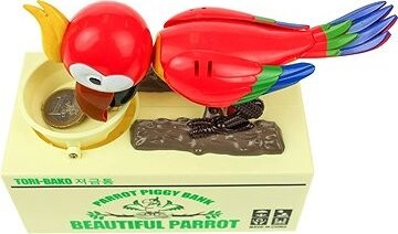 Leventi Pokladnička na mince papoušek, červená