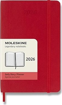 MOLESKINE 2026 S denný, mäkké dosky, červený