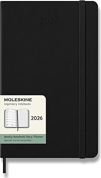 MOLESKINE 2026 L týždenný, tvrdé dosky, čierny