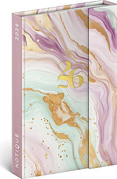 NOTIQUE týždenný magnetický Ružový mramor 2026, 11 × 16 cm