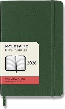 MOLESKINE 2026 S denný, mäkké dosky, zelený
