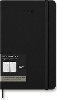 MOLESKINE 2026 L PRO vertikálny týždenný, tvrdé dosky, čierny