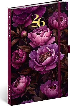 NOTIQUE Planbook diár/notes Fialové kvety 2026, 13 × 21 cm