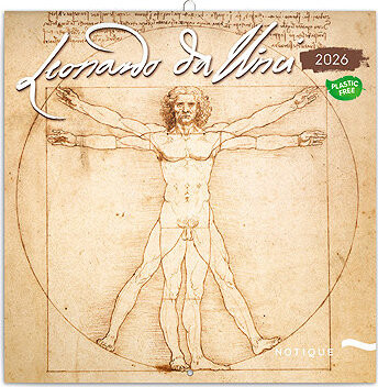 NOTIQUE Leonardo da Vinci 2026 poznámkový, 30 × 30 cm