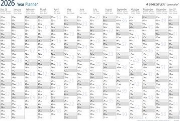 STAEDTLER Ročný plánovač 2026 Lumocolor, 84 × 60 cm, v angličtine