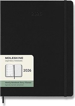 MOLESKINE 2026 XL týždenný, tvrdé dosky, čierny