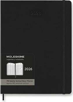 MOLESKINE 2026 XL PRO vertikálny týždenný, tvrdé dosky, čierny