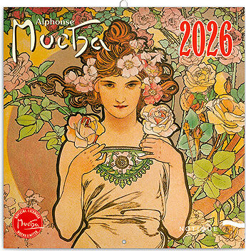 NOTIQUE poznámkový Alfons Mucha 2026, 30 × 30 cm