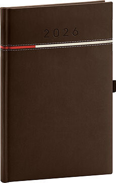 NOTIQUE Tomy 2026 týždenný, hnedo-červený, 15 × 21 cm