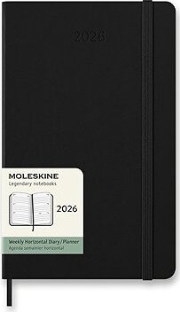 MOLESKINE 2026 L horizontálny týždenný, tvrdé dosky, čierny