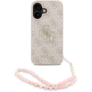 Guess PU 4G Metal Logo Strap Zadný Kryt pre iPhone 16 Pink