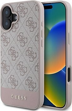 Guess PU 4G Stripe Zadný Kryt na iPhone 16 Pink