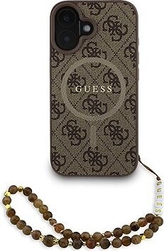 Guess PU Leather 4G Colored Ring Strap MagSafe Zadný Kryt pre iPhone 16 Brown