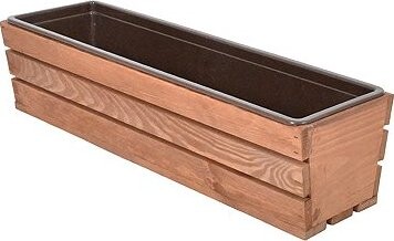 Rojaplast Truhlík moderný 61 cm s plastovým kvetináčom hnedý
