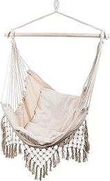 Verk 01431 Brazílske závesné kreslo so strapcami béžové