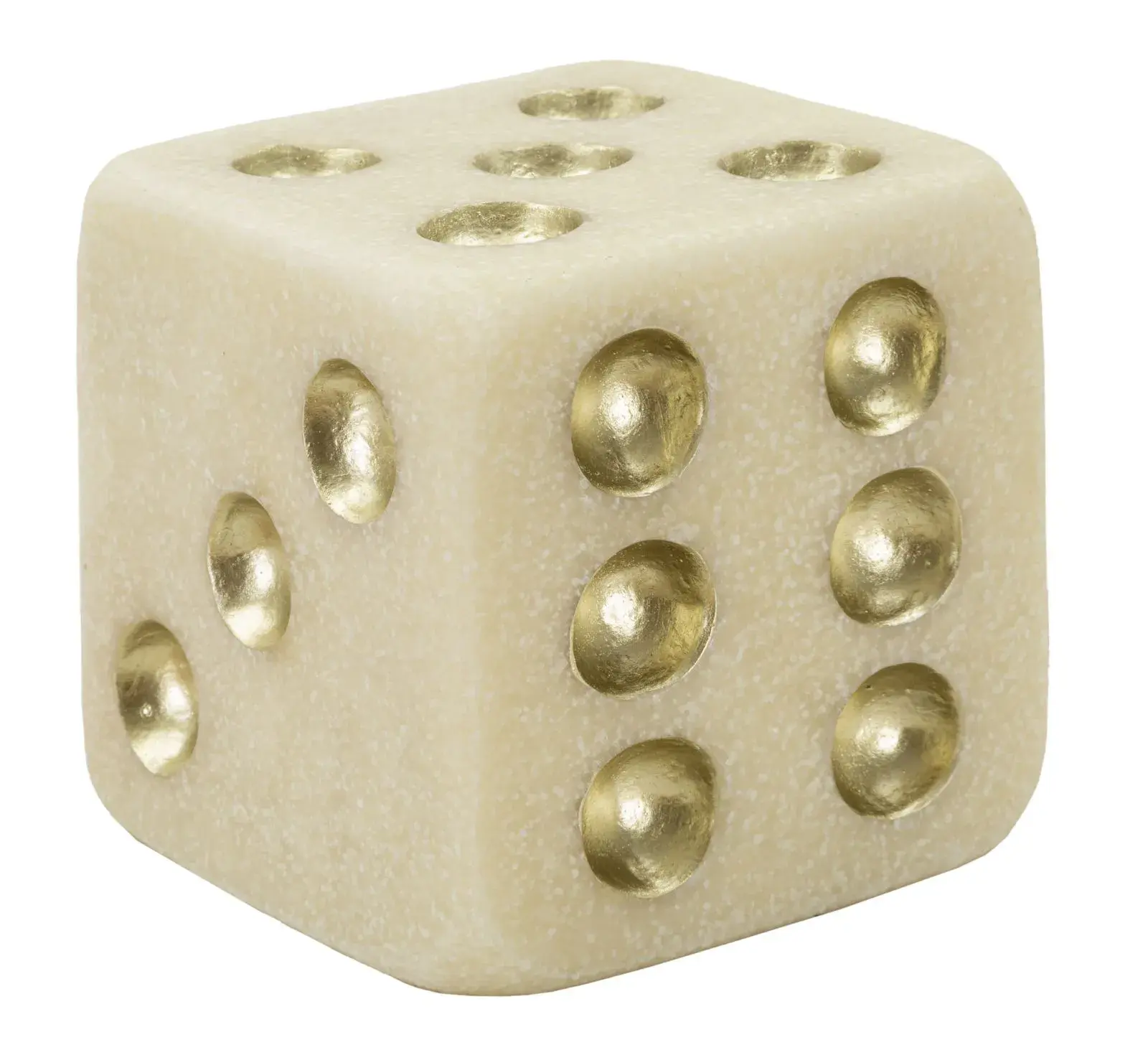 Dekorativní doplněk Dice 12 cm bílý/zlatý