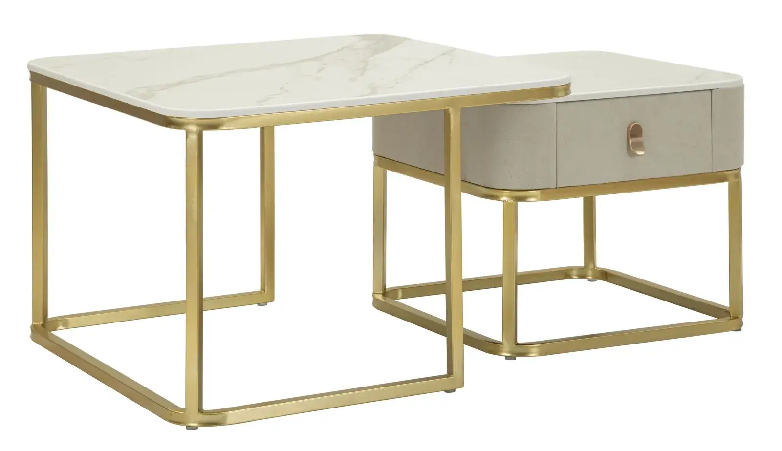 Sada 2 ks konferenčních stolků Beautry zlatá/mramor