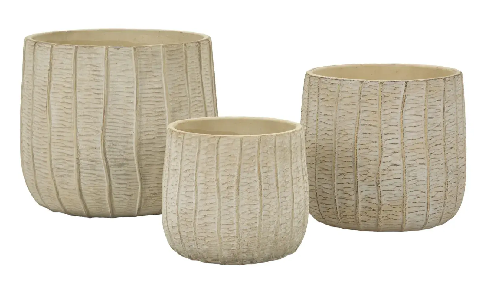 Sada 3 ks květináčů Flake krémová