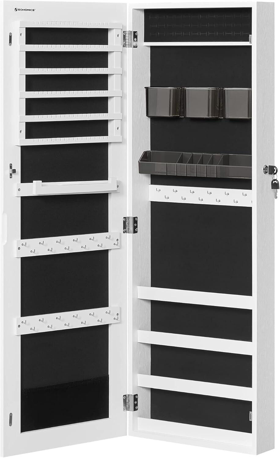 Závěsná šperkovnice Rustmill se zrcadlem bílá