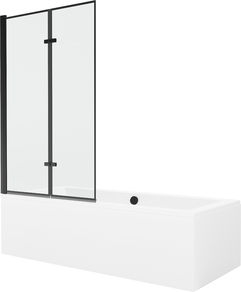 MEXEN/S - Cube obdĺžniková vaňa 170 x 80 cm s panelom + vaňová zástena 100, čierna vzor 550517080X9210027070