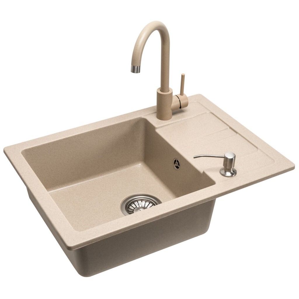 REA REA - Granitový drez Nils Beige set 5v1 ZLE-00102