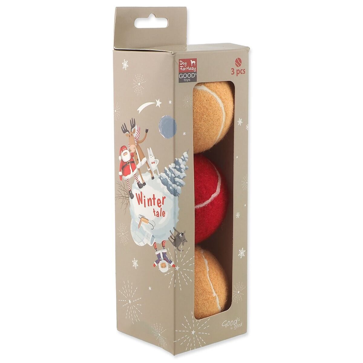 Hračka Dog Fantasy Winter Tale Vánoční sada tenisových míčků 3ks