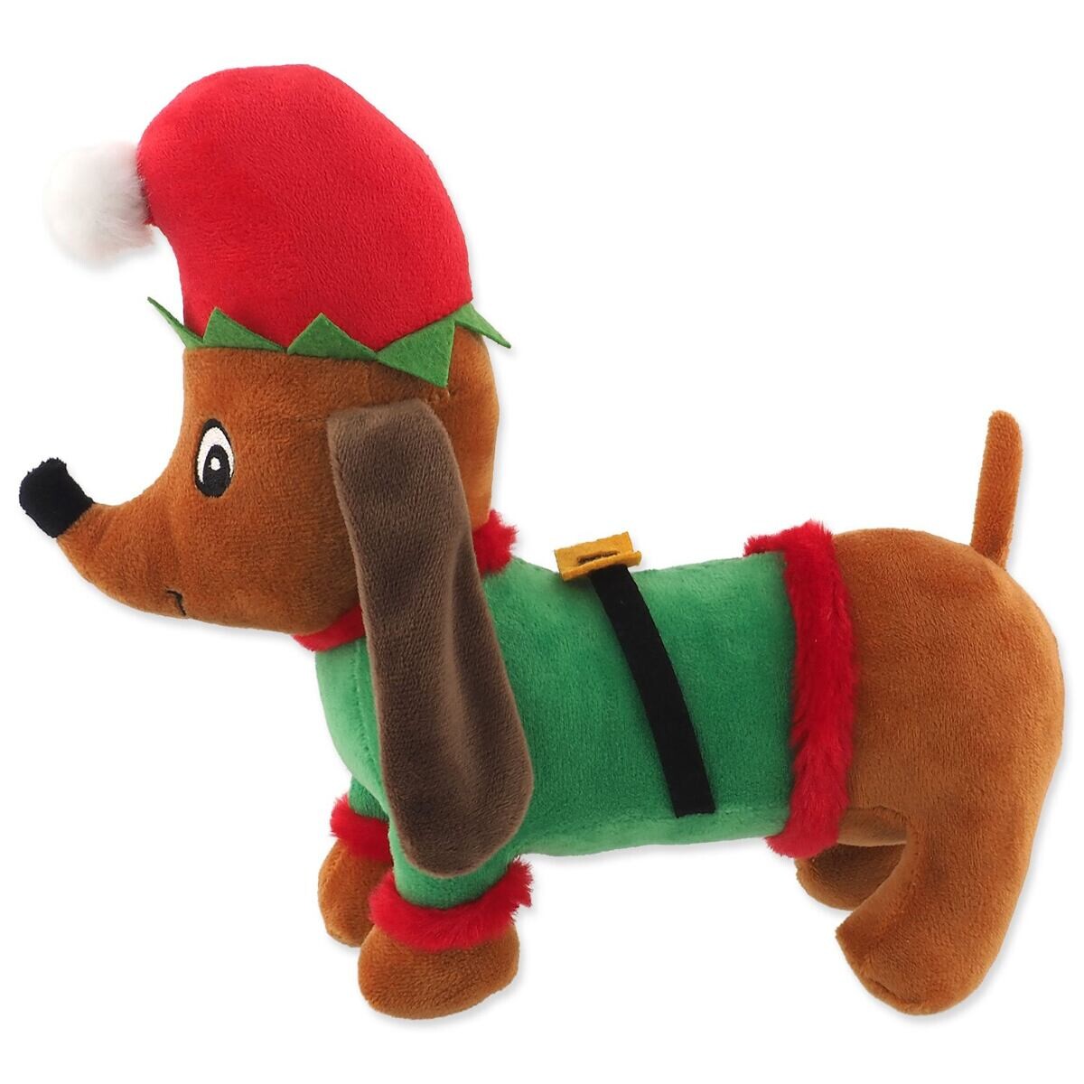 Hračka Dog Fantasy Winter tale Jezevčík plyš pískací zelený 27cm