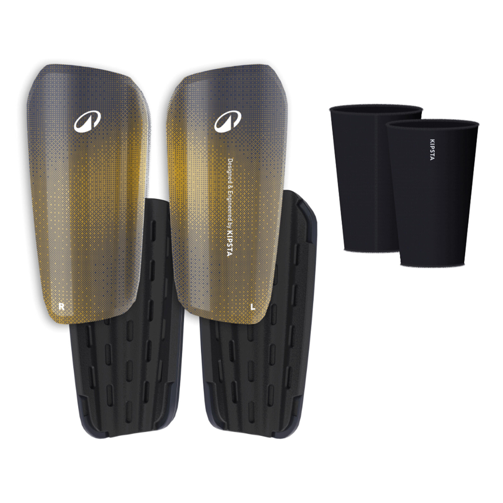 Detské futbalové chrániče píšťaly s návlekmi F500 modré