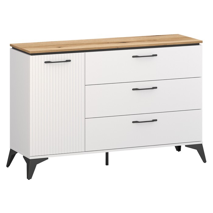 KONDELA Velis 1D3S jednodverová komoda so zásuvkou biela / dub evoke