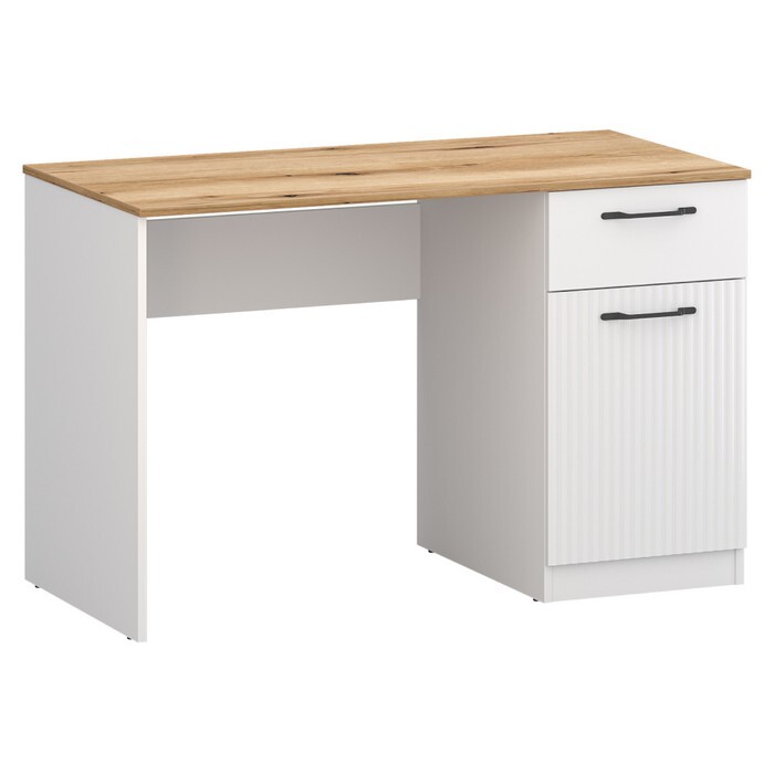 KONDELA Velis 1D1S/120 pc stôl biela / dub evoke