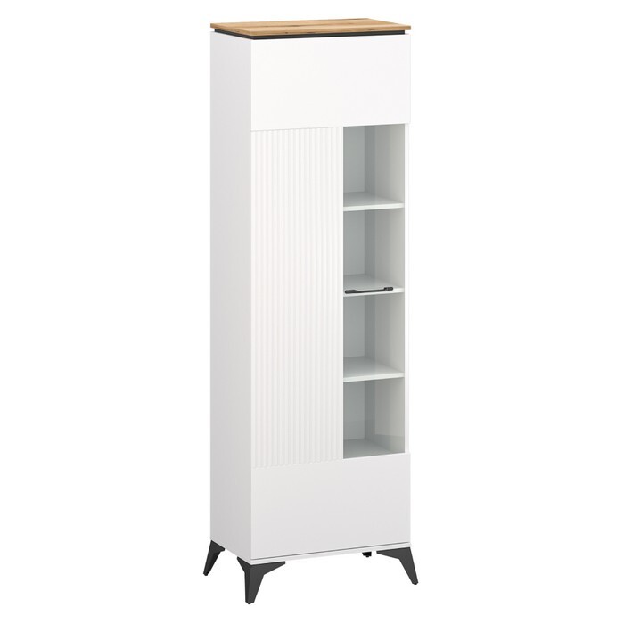 KONDELA Velis 1W vitrína biela / dub evoke